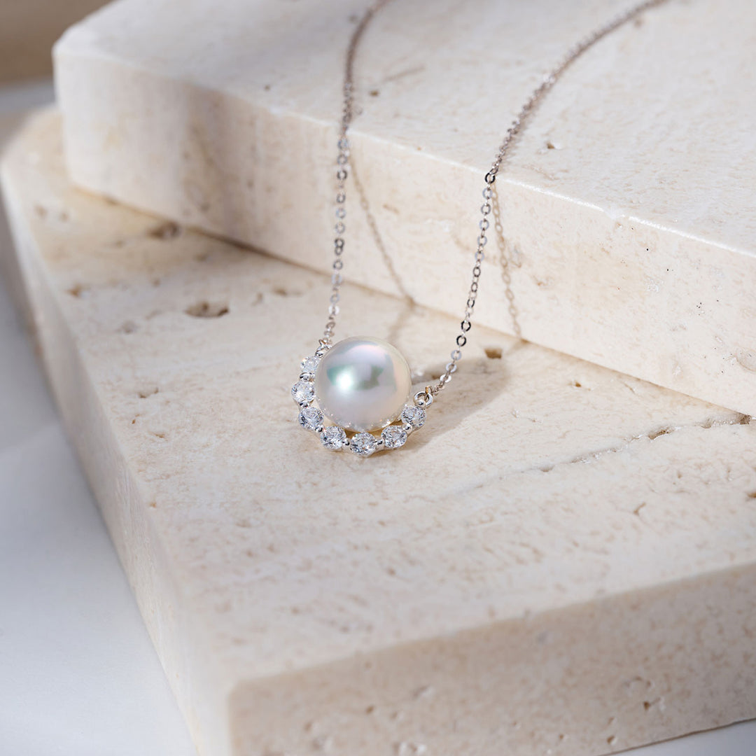 18k Solid Gold Akoya Pearl Necklace KN00365