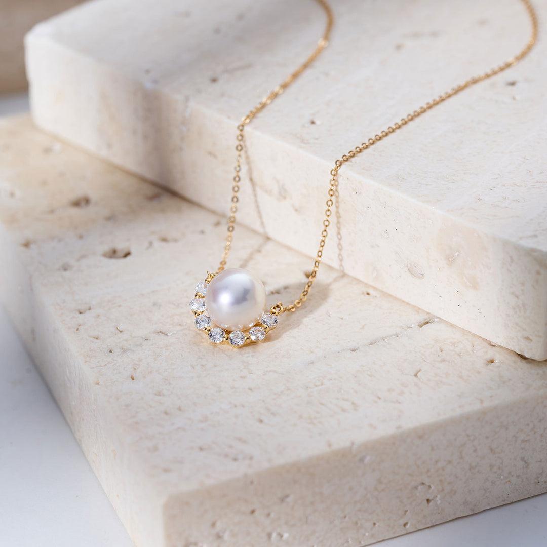 18k Solid Gold Akoya Pearl Necklace KN00364