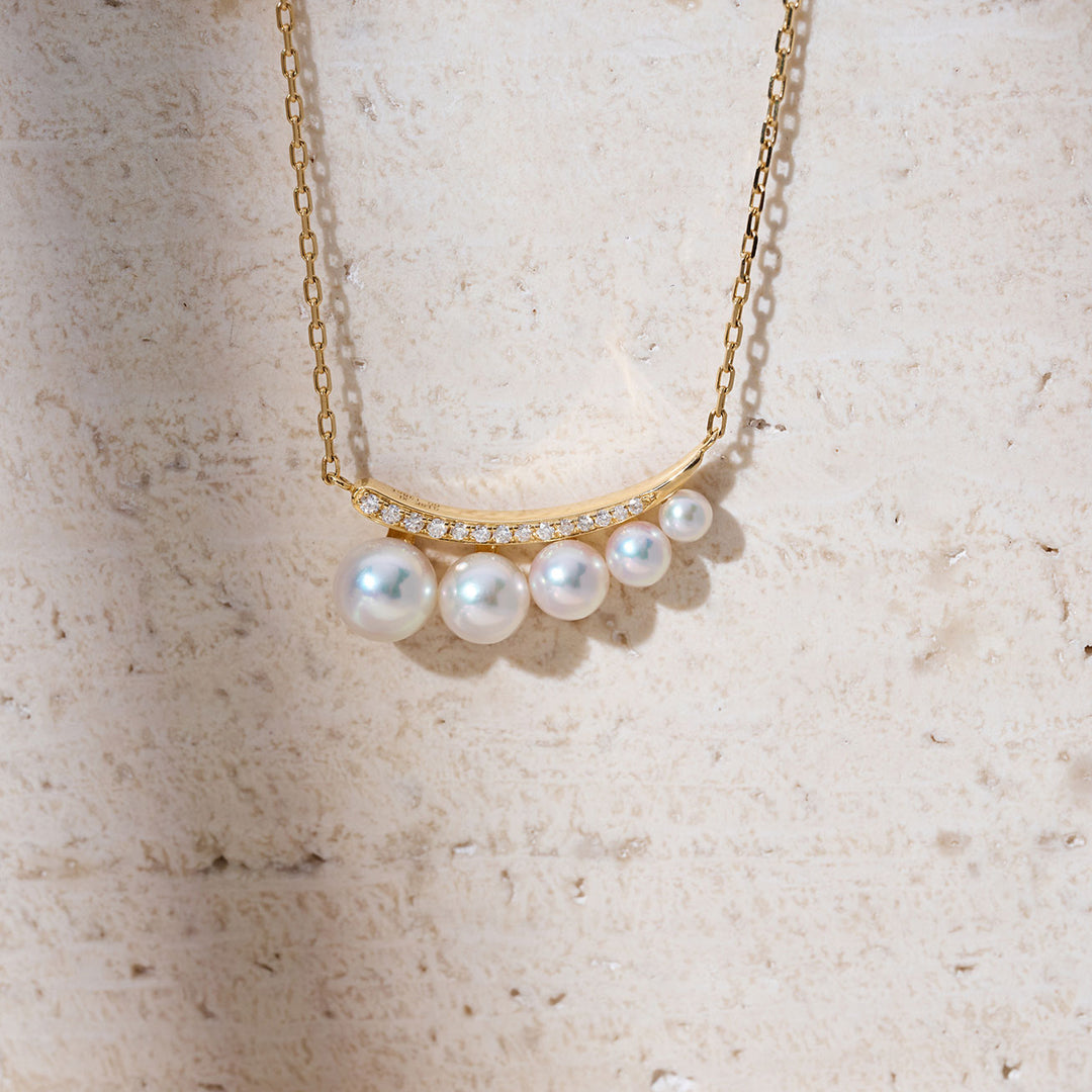 18k Solid Gold Akoya Pearl Necklace KN00363