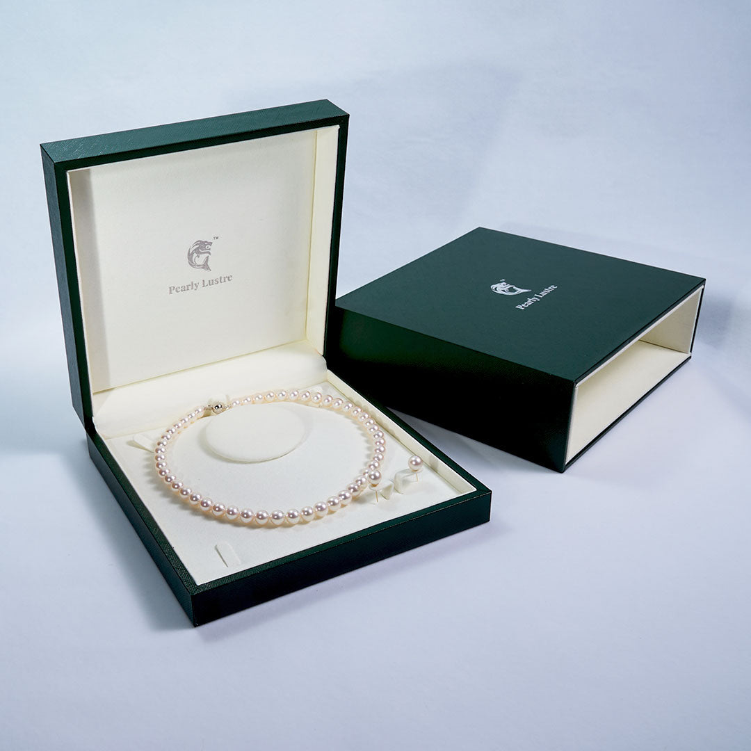 18k Gold Top Grading Aurora HANADAMA Akoya Pearl Necklace KN00025 - PEARLY LUSTRE