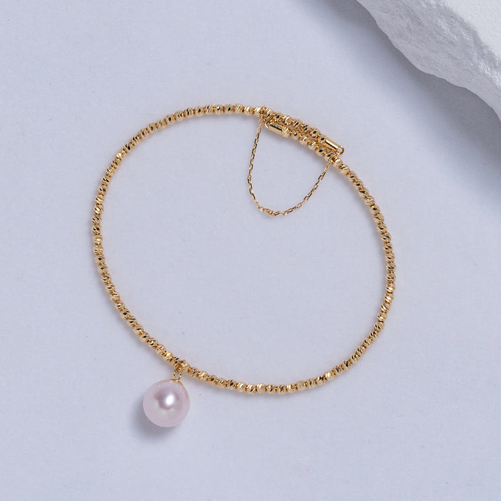 18K Solid Gold Freshwater Pearl Bracelet KB00015 - PEARLY LUSTRE