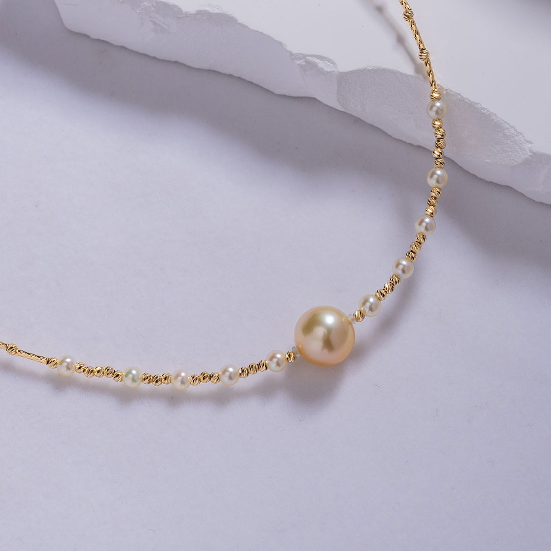 18K Solid Gold Saltwater Pearl Bracelet KB00019 - PEARLY LUSTRE