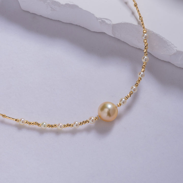 18K Solid Gold Saltwater Pearl Bracelet KB00019 - PEARLY LUSTRE