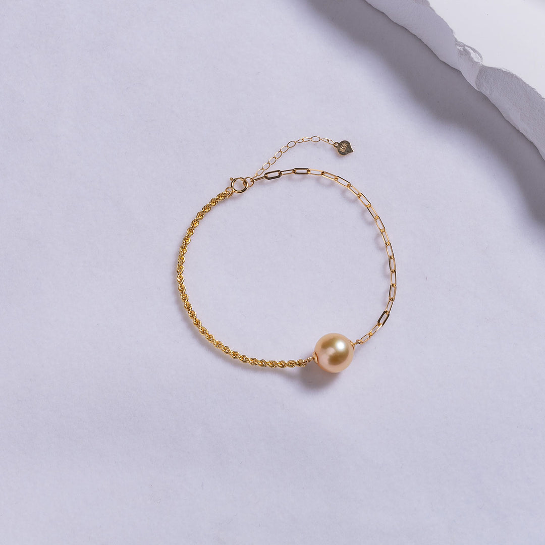 18K Solid Gold Golden South Sea Pearl Bracelet KB00021 - PEARLY LUSTRE