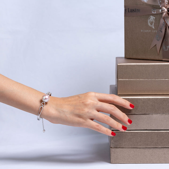 18K Diamond Edison Mabe Pearl Bracelet KB00024 | Si Dian Jin - PEARLY LUSTRE