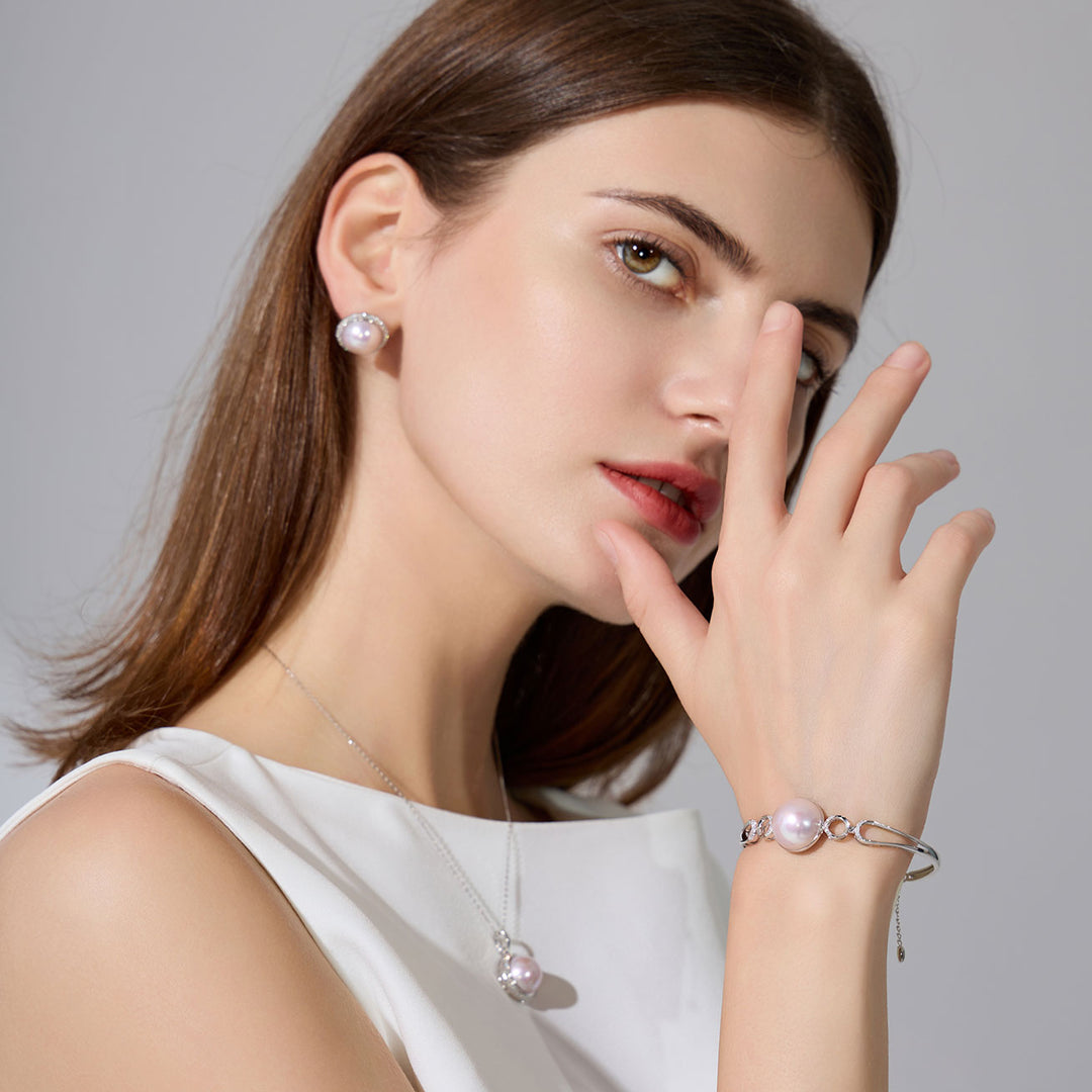 18K Diamond Edison Mabe Pearl Bracelet KB00024 | Si Dian Jin - PEARLY LUSTRE
