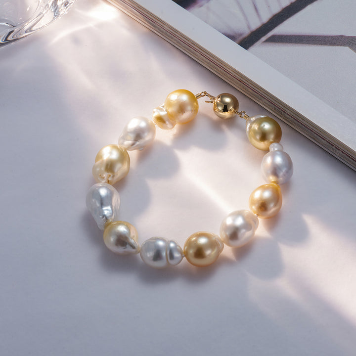 18k Gold Baroque South Sea Pearl Bracelet KB00027 - PEARLY LUSTRE