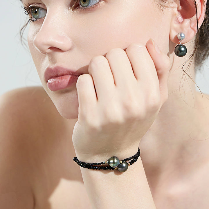 18K Solid Gold Tahitian Pearl Bracelet KB00032 - PEARLY LUSTRE
