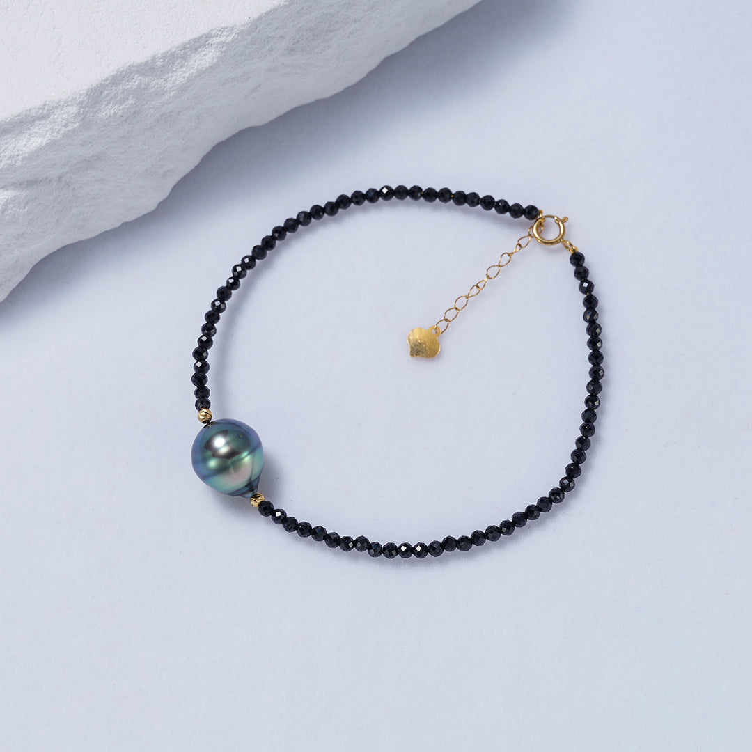 18K Solid Gold Tahitian Pearl Bracelet KB00032 - PEARLY LUSTRE