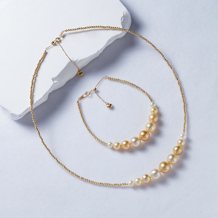 18k Gold South Sea Golden Pearl Necklace KN00209 - PEARLY LUSTRE