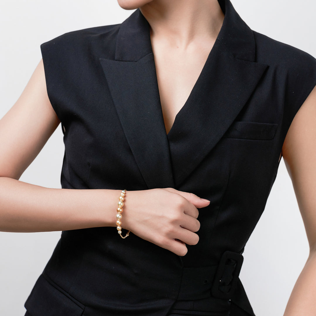 18K Solid Gold South Sea Pearl Bracelet KB00036 - PEARLY LUSTRE