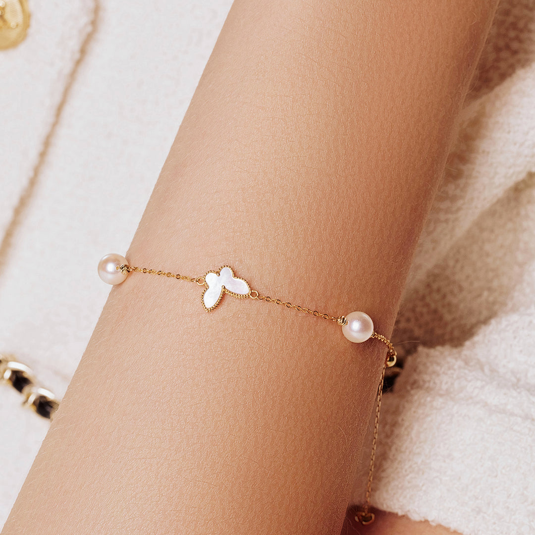 18K Solid Gold Akoya Pearl Bracelet KB00038 - PEARLY LUSTRE