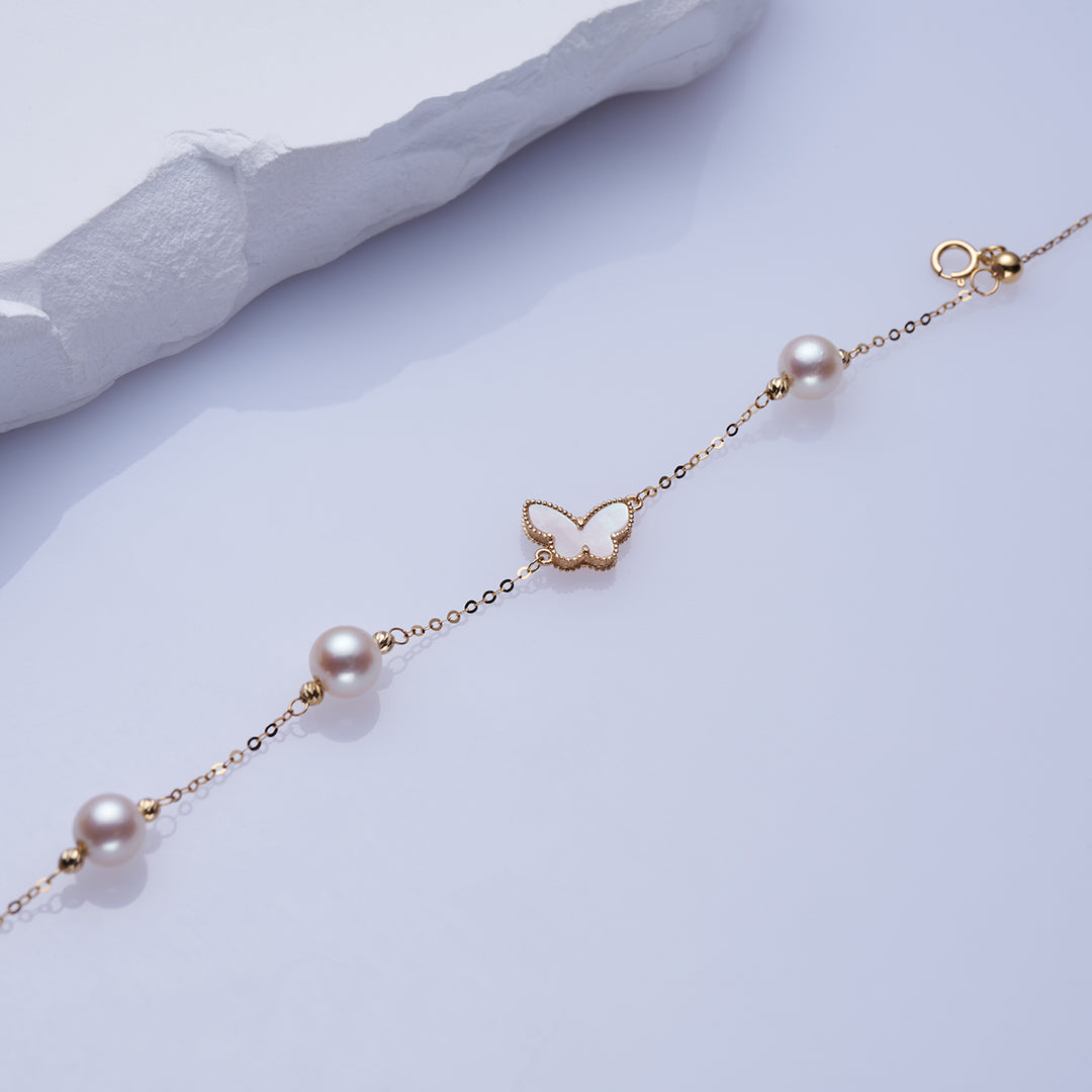 18K Solid Gold Akoya Pearl Bracelet KB00038 - PEARLY LUSTRE