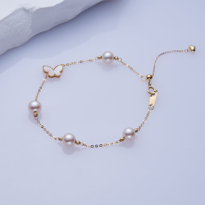 18K Solid Gold Akoya Pearl Bracelet KB00038 - PEARLY LUSTRE