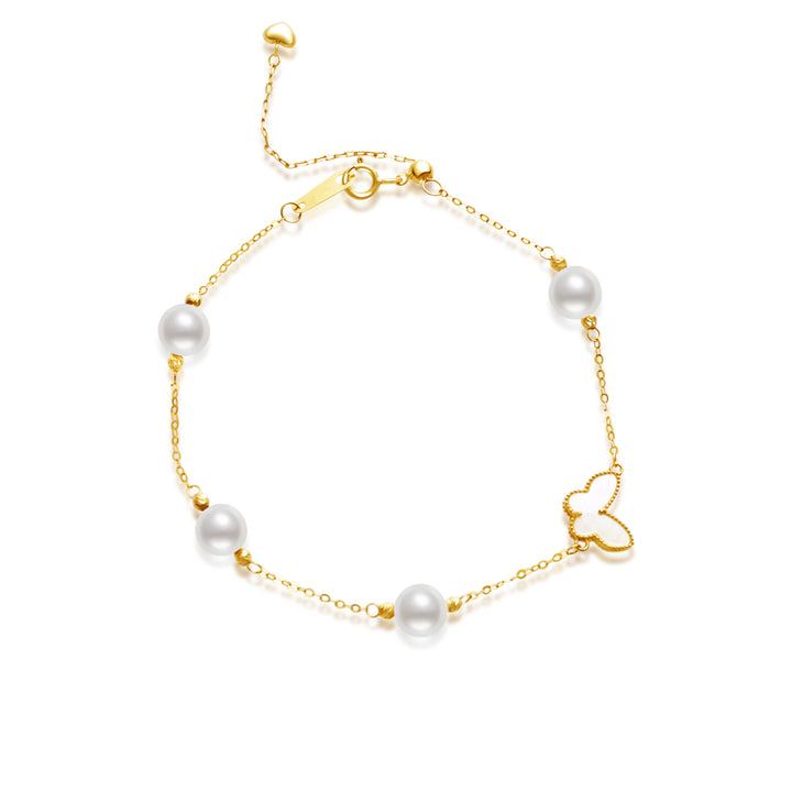 18K Solid Gold Akoya Pearl Bracelet KB00038 - PEARLY LUSTRE
