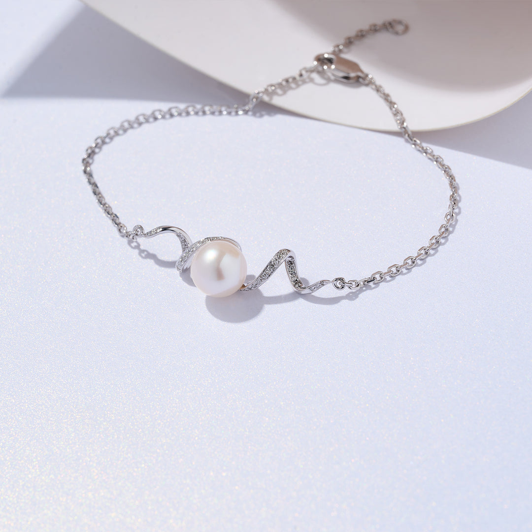 18K Diamond Akoya Pearl Bracelet KB00047 | LOVE - PEARLY LUSTRE