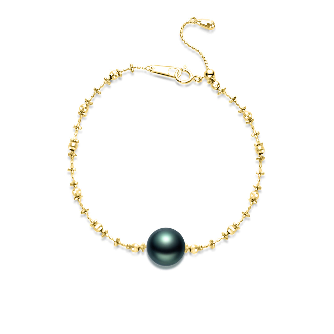 18K Solid Gold Tahitian Pearl Bracelet KB00052 - PEARLY LUSTRE