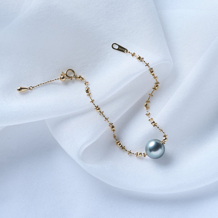 18K Solid Gold Tahitian Pearl Bracelet KB00052 - PEARLY LUSTRE