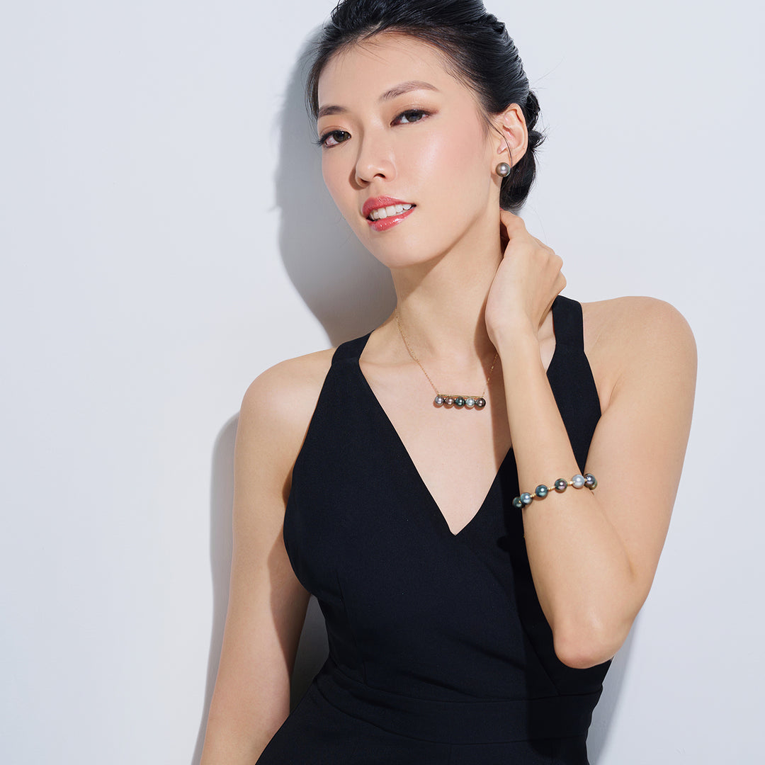 18K Solid Gold Tahitian Pearl Bracelet KB00055 - PEARLY LUSTRE
