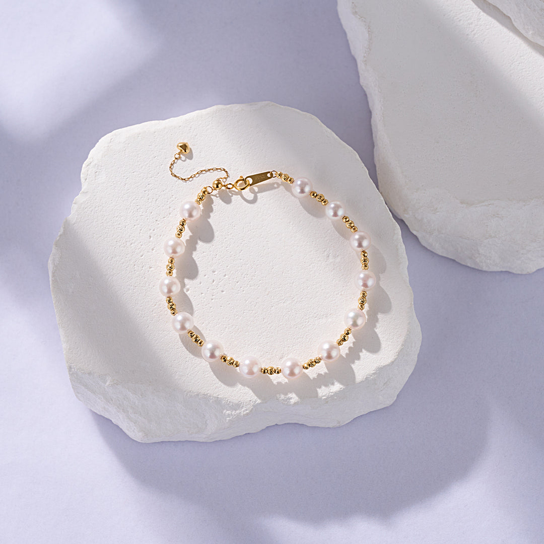 18K Solid Gold Akoya Pearl Bracelet KB00060 - PEARLY LUSTRE