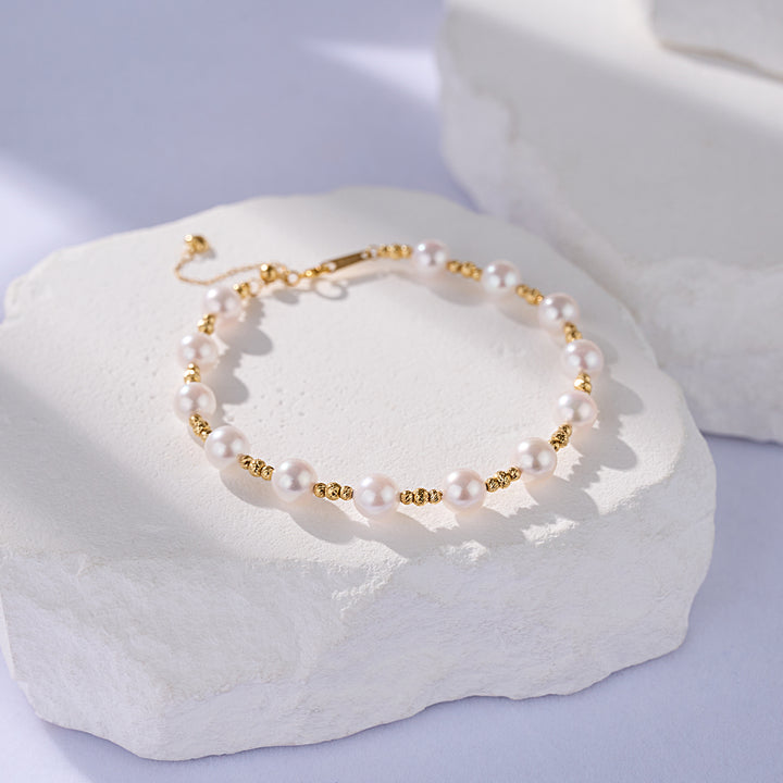 18K Solid Gold Akoya Pearl Bracelet KB00060 - PEARLY LUSTRE