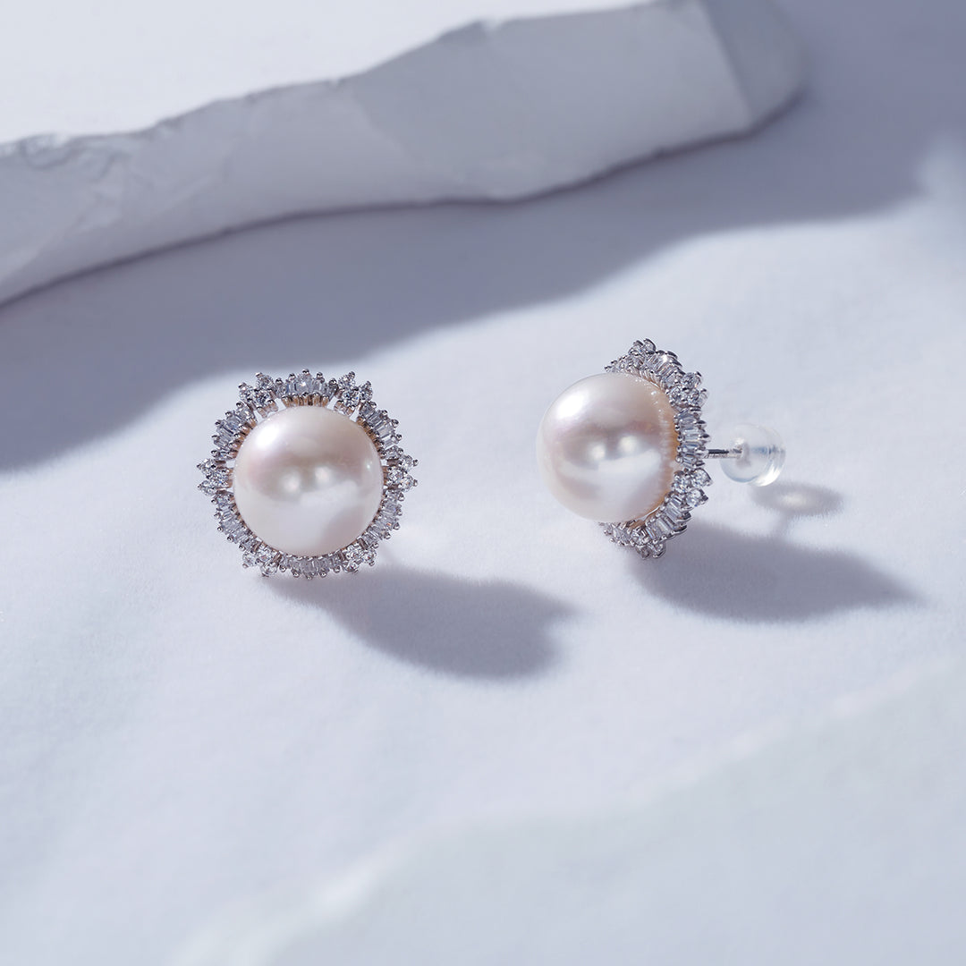 18K Solid Gold Edison Pearl Earrings KE00010 | GARDENS - PEARLY LUSTRE