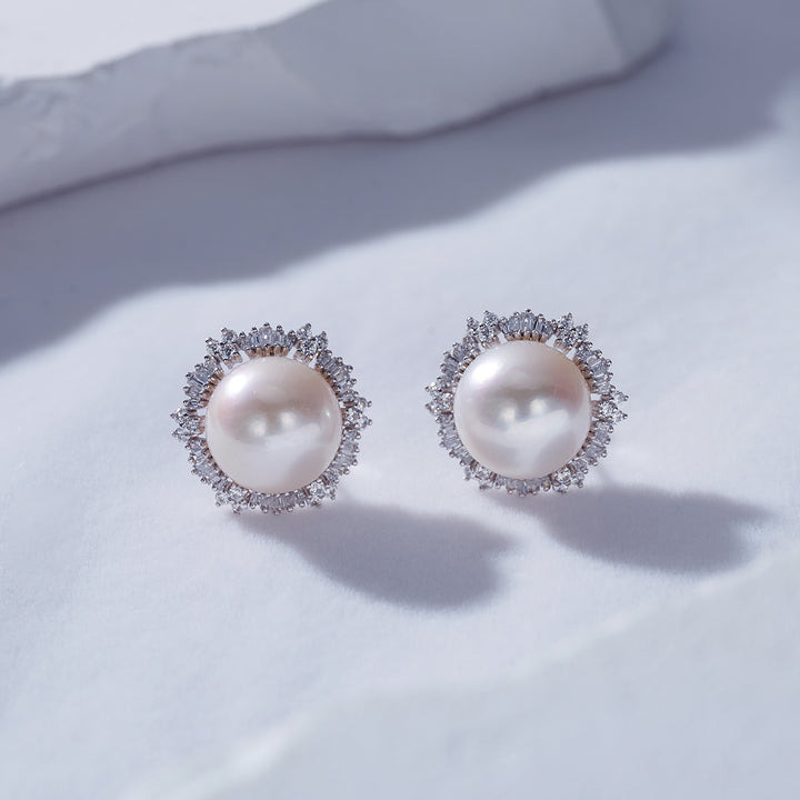 18K Solid Gold Edison Pearl Earrings KE00010 | GARDENS - PEARLY LUSTRE