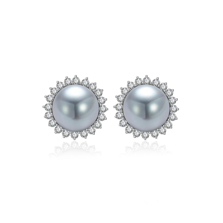 Top Lustre 18K Gold Silver Blue Akoya Pearl Earrings KE00174 - PEARLY LUSTRE
