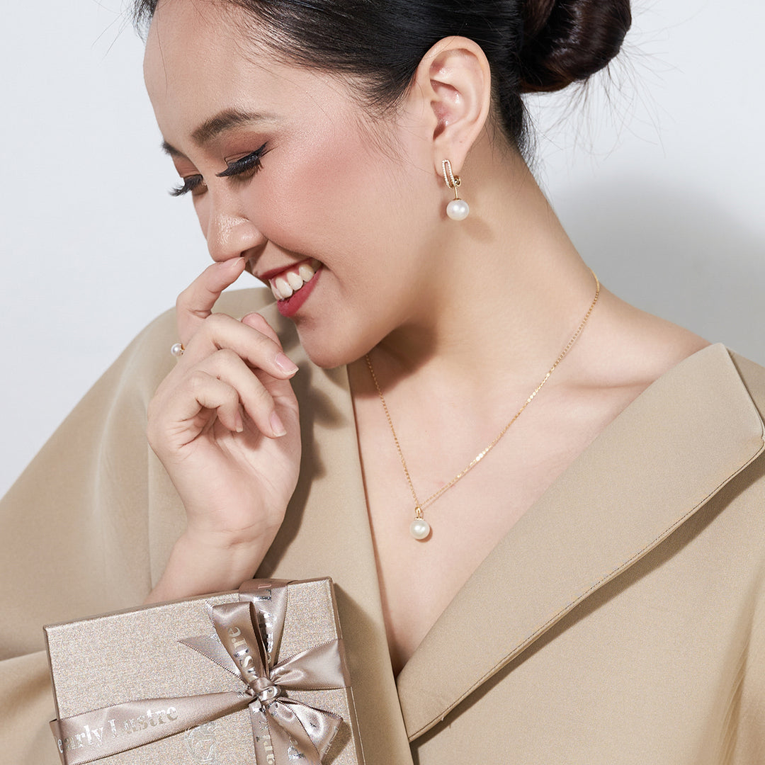 18K Solid Gold Freshwater Pearl Necklace KN00096 - PEARLY LUSTRE