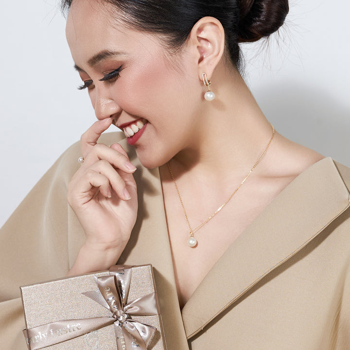 18K Solid Gold Freshwater Pearl Necklace KN00096 - PEARLY LUSTRE