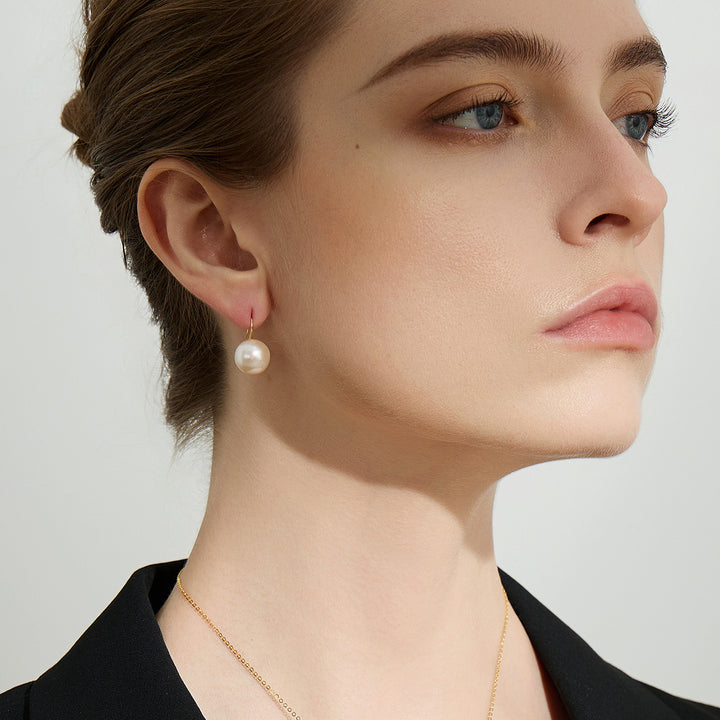 18K Solid Gold Elegant Freshwater Pearl Earrings KE00064 - PEARLY LUSTRE