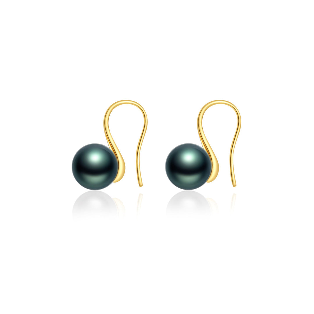 Elegant 18K Solid Gold Tahitian Pearl Earrings KE00089 - PEARLY LUSTRE