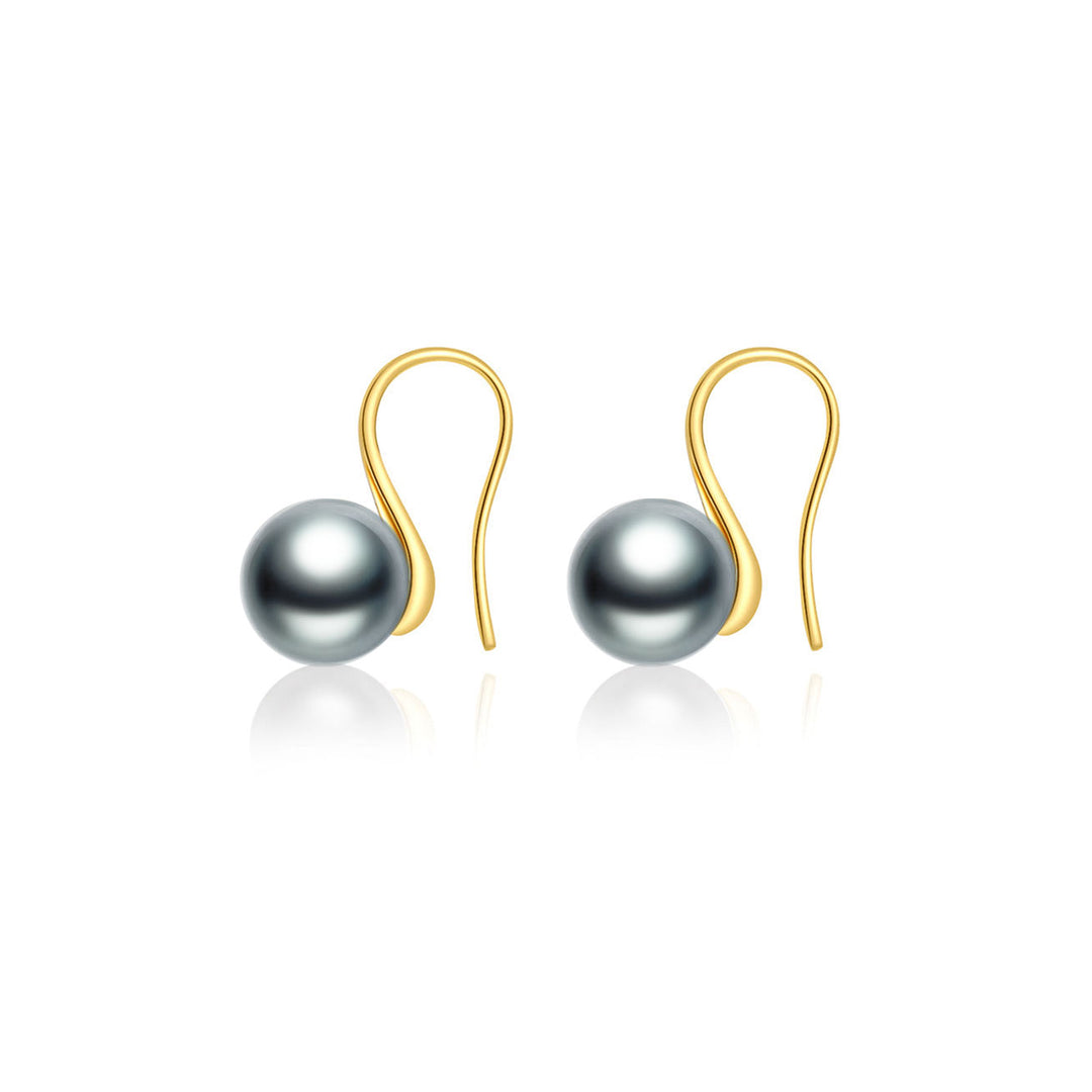 Elegant 18K Solid Gold Tahitian Pearl Earrings KE00089 - PEARLY LUSTRE