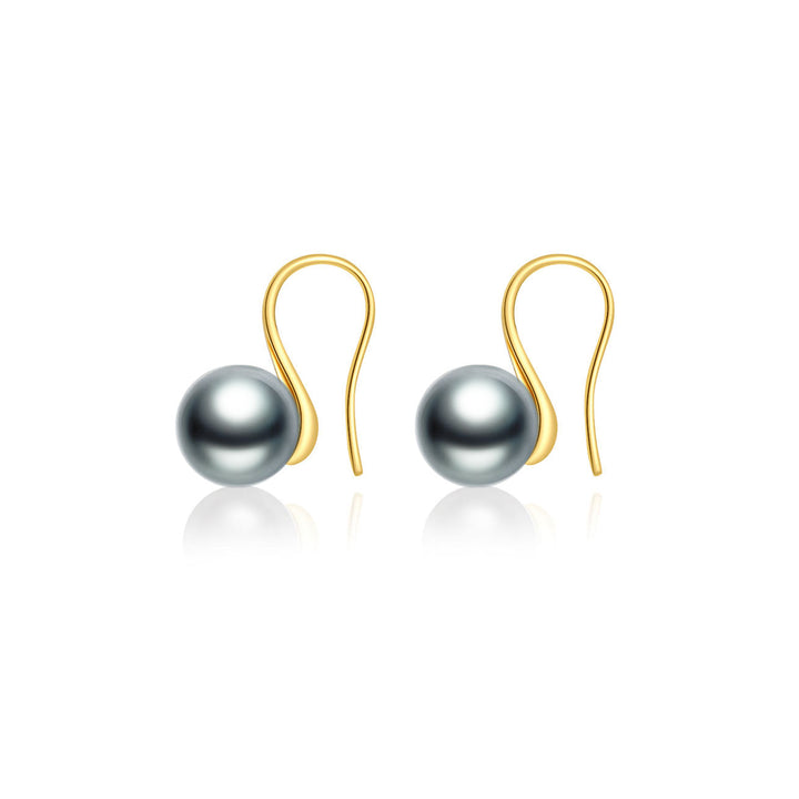 Elegant 18K Solid Gold Tahitian Pearl Earrings KE00089 - PEARLY LUSTRE