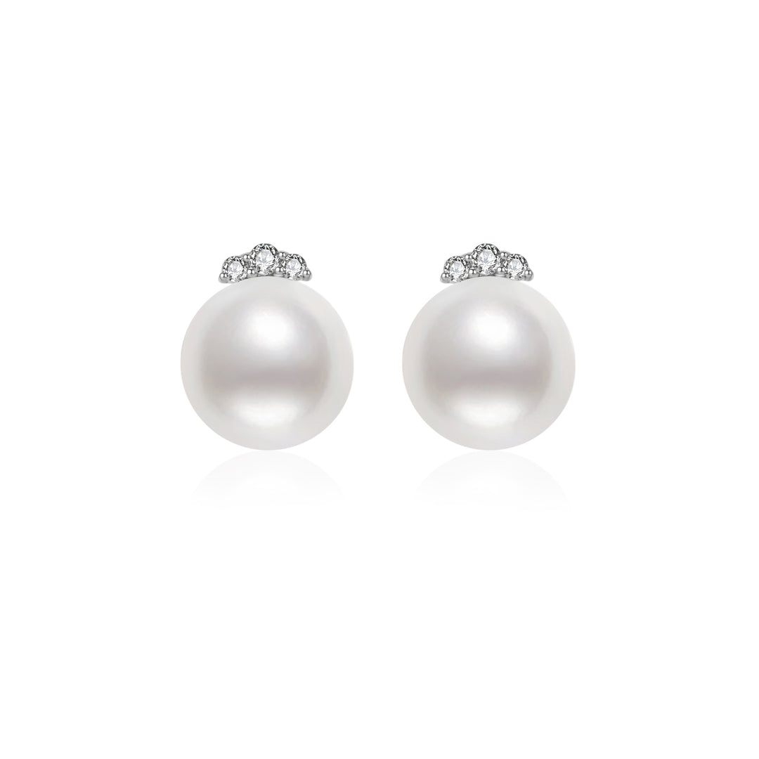 18K Solid Gold Pearl Earrings KE00090 - PEARLY LUSTRE