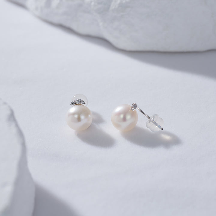 18K Solid Gold Pearl Earrings KE00090 - PEARLY LUSTRE