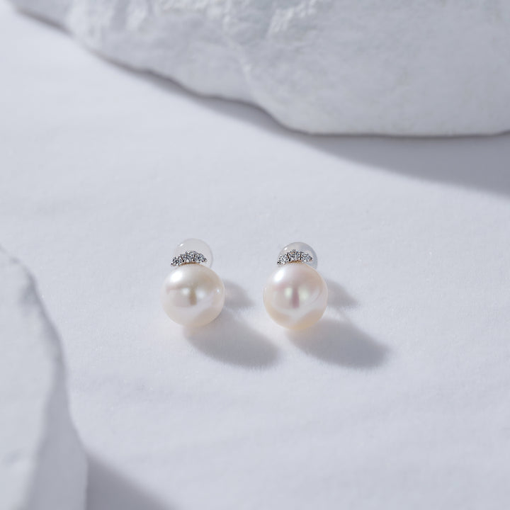 18K Solid Gold Pearl Earrings KE00090 - PEARLY LUSTRE