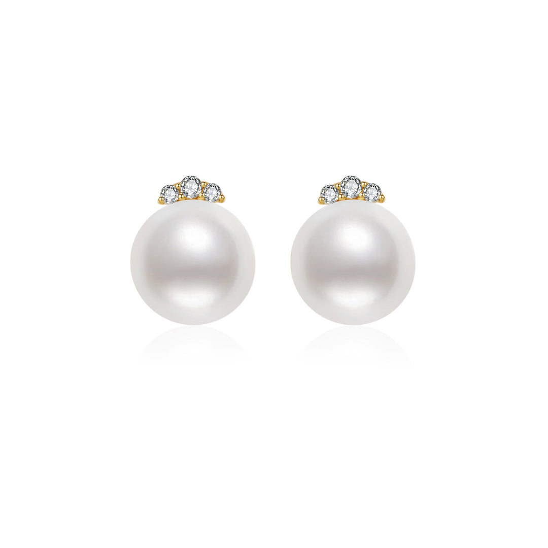 18K Solid Gold Top Grading Freshwater Pearl Earrings KE00172 - PEARLY LUSTRE