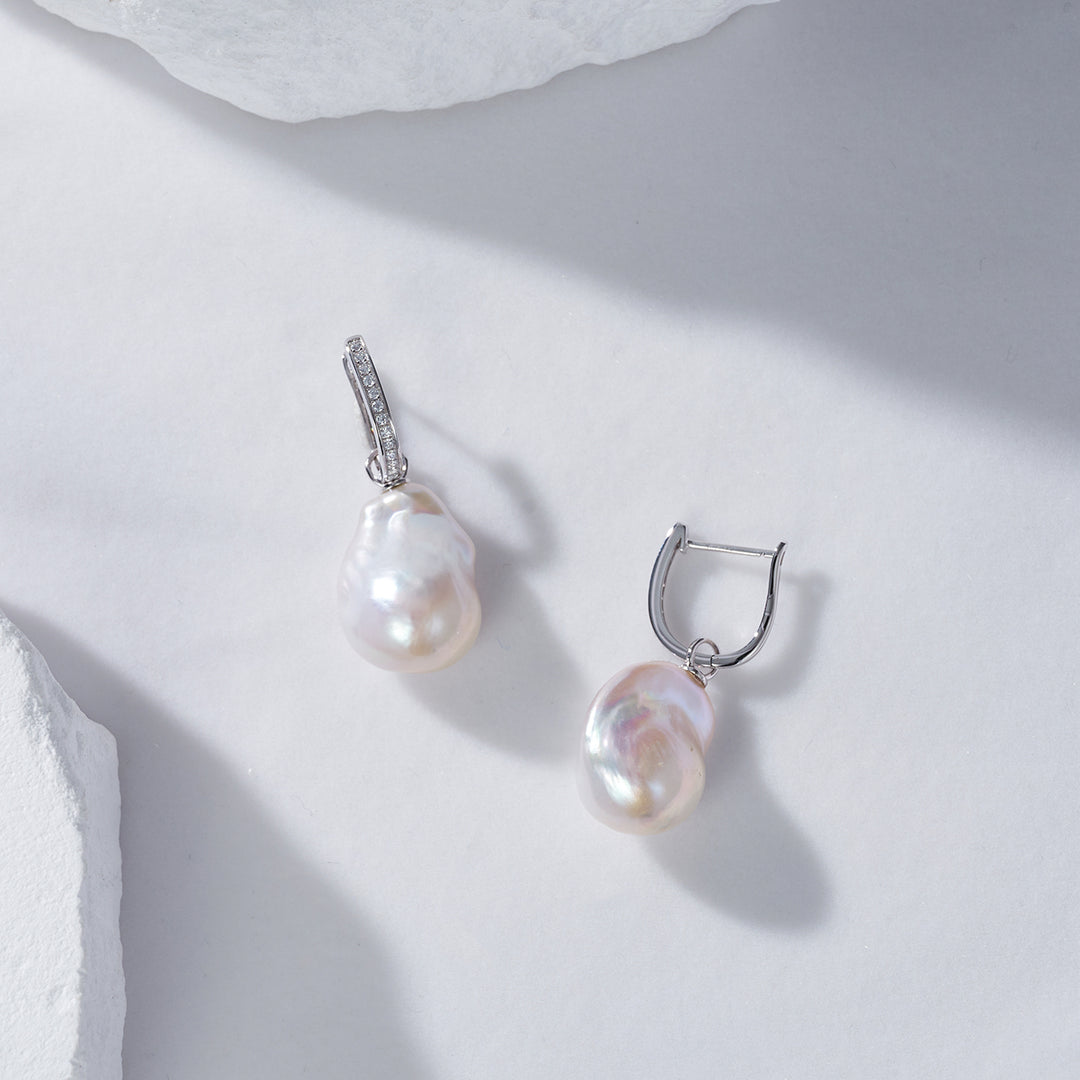 18K Gold Elegant Baroque Pearl Earrings KE00095 - PEARLY LUSTRE