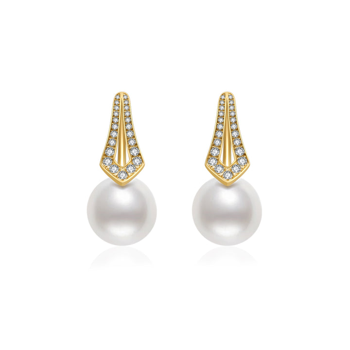 18k Solid Gold South Sea White Pearl Earrings KE00098 - PEARLY LUSTRE