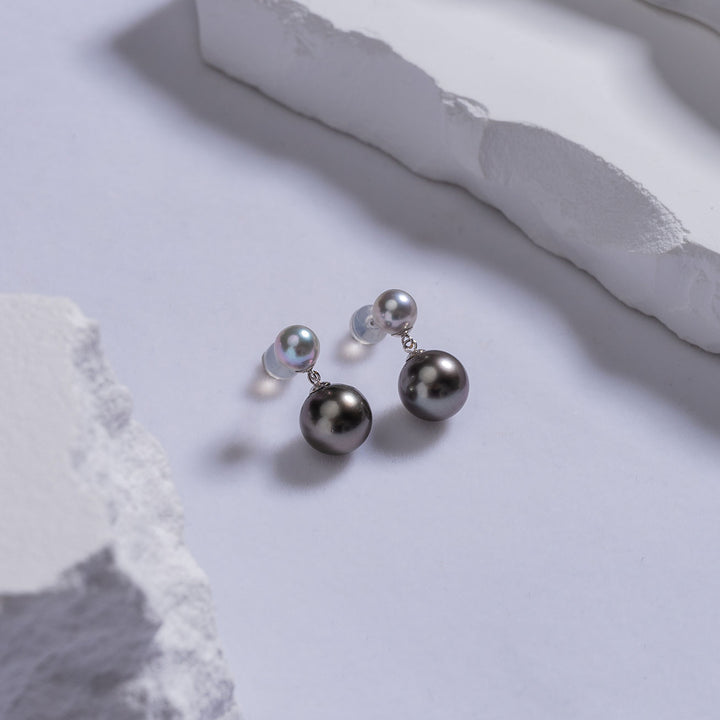 18K Tahitian & Madama Pearl Earrings KE00106 - PEARLY LUSTRE