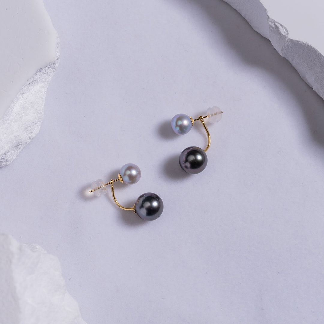 18K Tahitian & Madama Pearl Earrings KE00107 - PEARLY LUSTRE