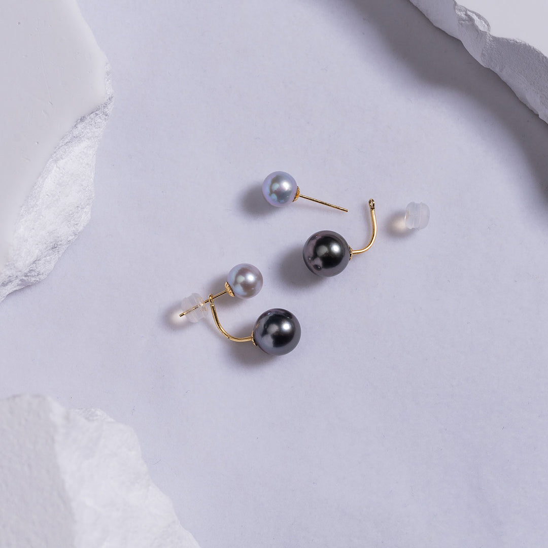 18K Tahitian & Madama Pearl Earrings KE00107 - PEARLY LUSTRE