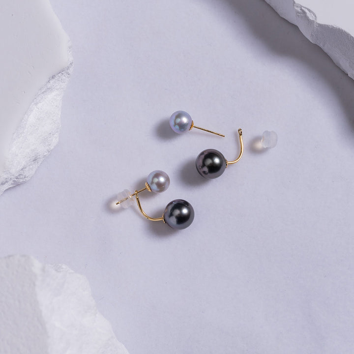 18K Tahitian & Madama Pearl Earrings KE00107 - PEARLY LUSTRE