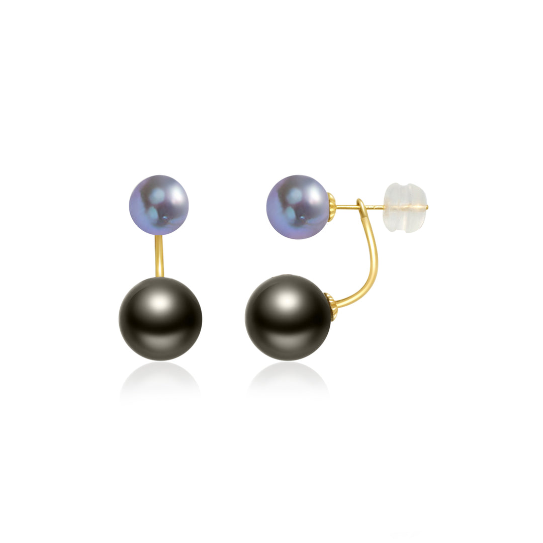 18K Tahitian & Madama Pearl Earrings KE00107 - PEARLY LUSTRE