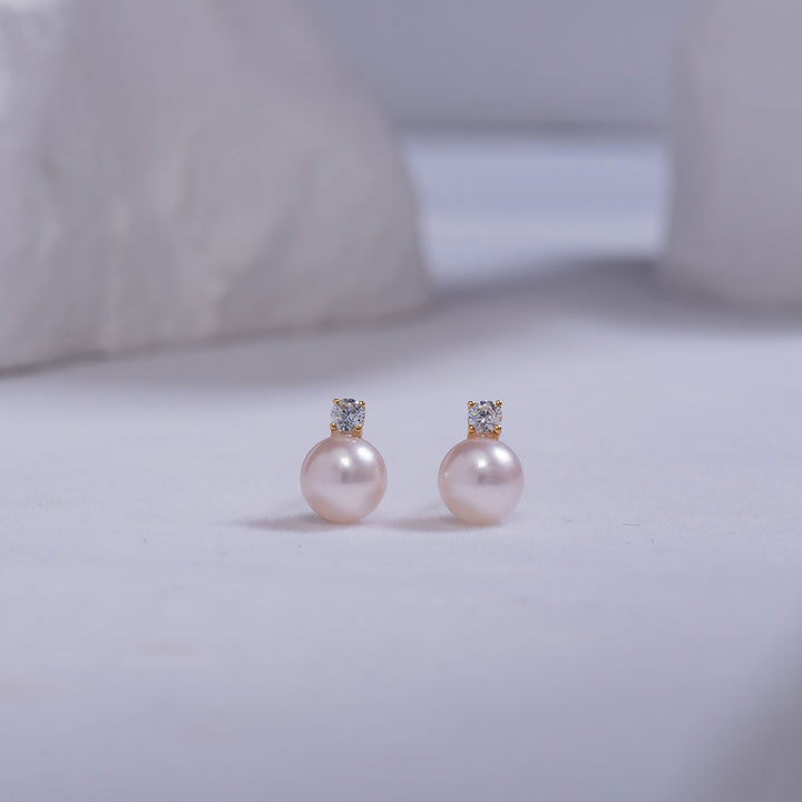 18K Gold Hanadama Akoya Pearl Earrings KE00108 - PEARLY LUSTRE