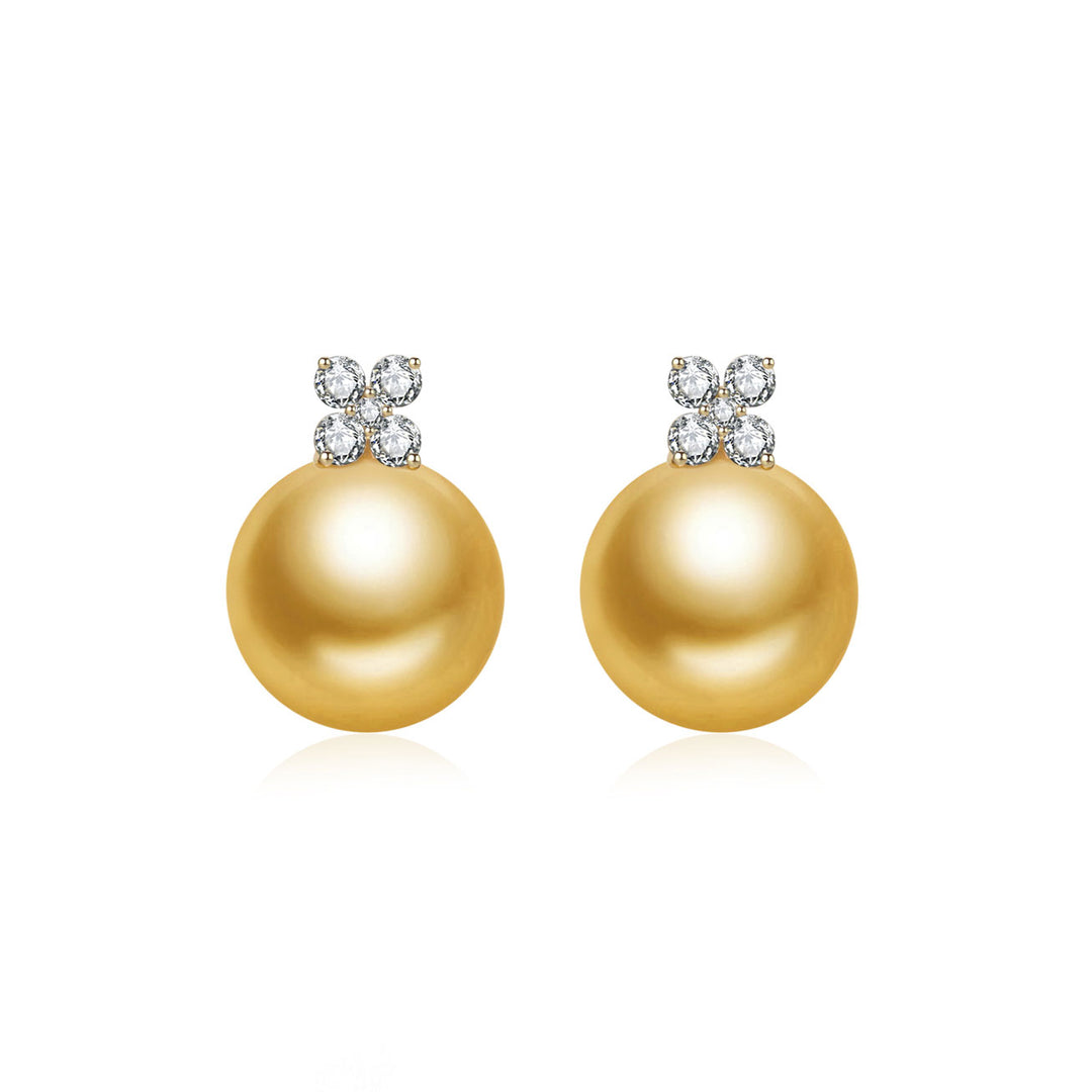 18K Solid Gold South Sea Golden Pearl Earring KE00110 - PEARLY LUSTRE