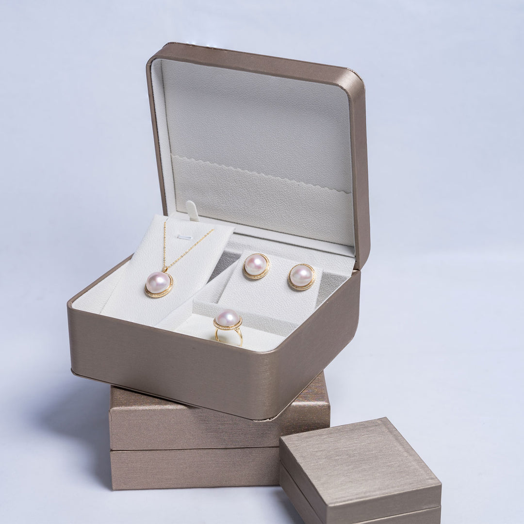18k Solid Gold Diamond Mabe Pearl Jewelry Set KS00012 | Si Dian Jin - PEARLY LUSTRE