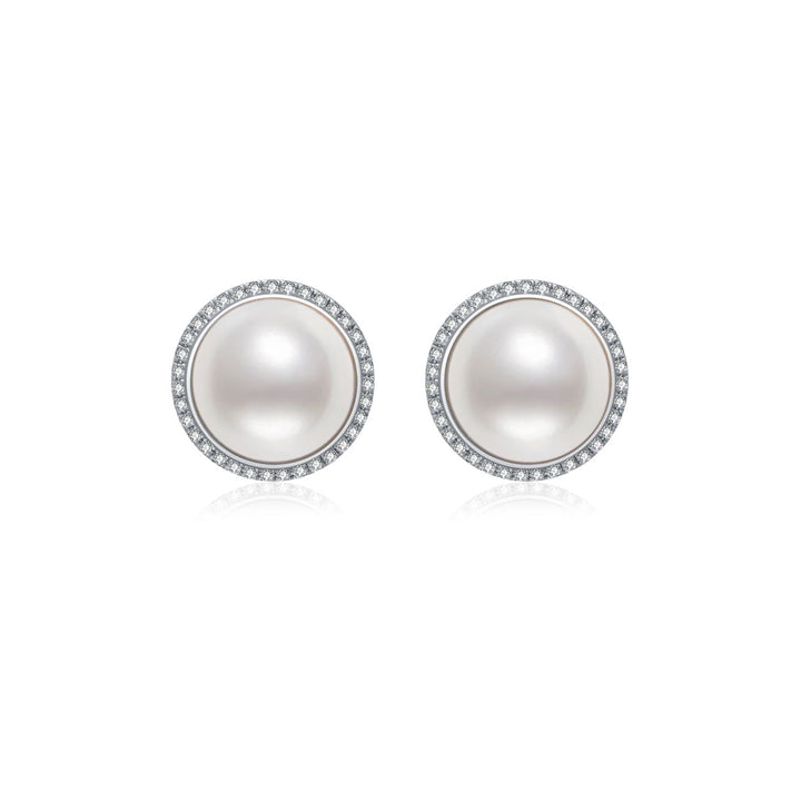 18K Diamond Edison Mabe Pearl Earrings KE00122 | Si Dian Jin - PEARLY LUSTRE