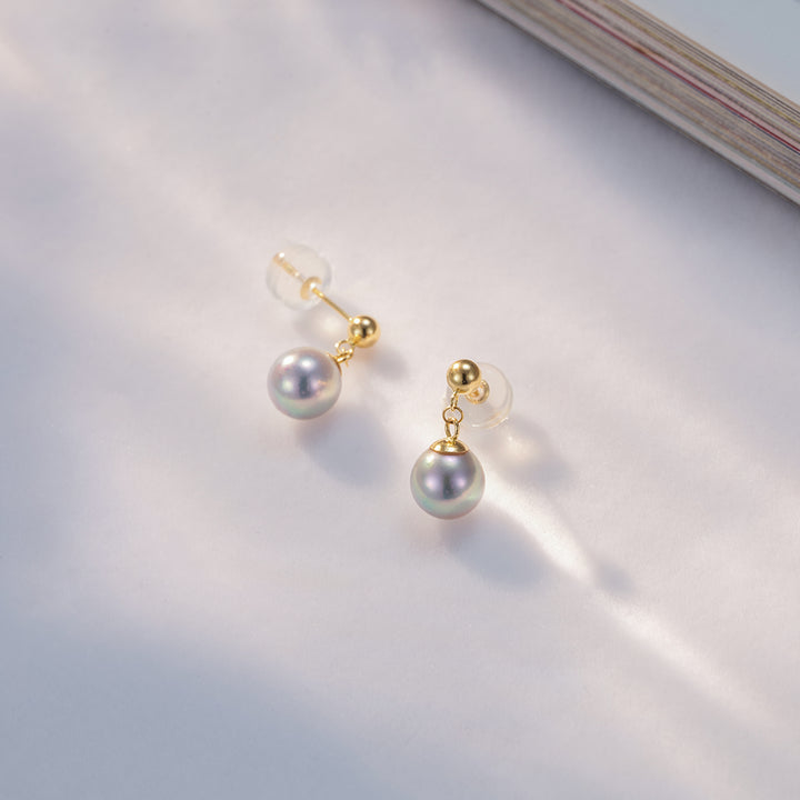 18K Silver Blue Akoya Pearl Earrings KE00134 - PEARLY LUSTRE